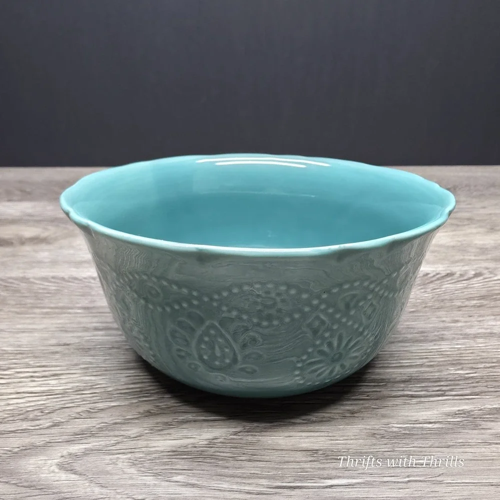 Pioneer Woman Lace Cowgirl Stoneware - Teal -‎ Replacement Bowl